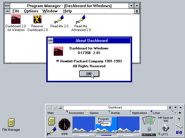 Dashboard for Windows 2.01 - About